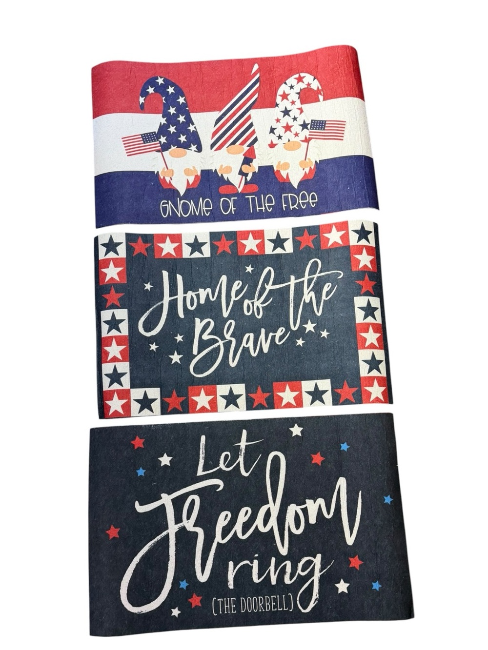 NEW - Set of 3 Patriotic Red, White & Blue Door Mat Set - Gnome of the Free
